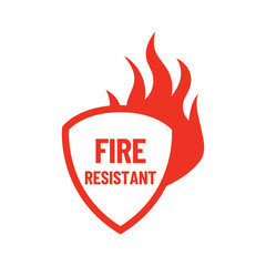 Fire Resistant Icon or Fire Resistant Label Isolated on white background.