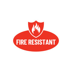 Fire Resistant Icon or Fire Resistant Label Isolated on white background.