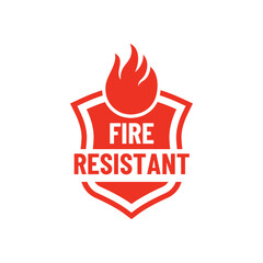 Fire Resistant Icon or Fire Resistant Label Isolated on white background.