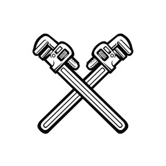 Plumbing wrench tool monochrome vector isolated