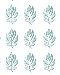 Repeating teal leaf pattern on white background