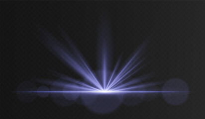 Warm blue radial light burst with soft particles. Ground-level glow perfect for cinematic openings, sunset effects, or magical intros.