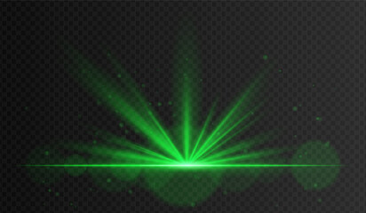 Green radial spotlight with glowing rays and floating particles. Ideal for nature-themed visuals, magical effects, or sci-fi HUD lighting.