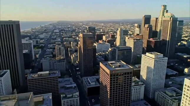 Los Angeles Downtown Drone Footage | City Grid & Coastline Aerial