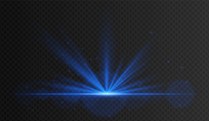 Deep blue glowing spotlight with wide beams and floating sparkles. Used for celebration visuals, concert lighting, and fantasy intros.