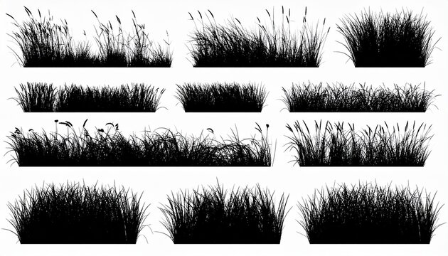 grass silhouettes set