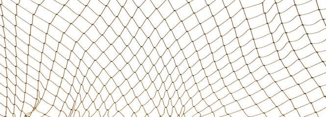 Football or tennis net. torn Rope mesh on a white background close-up