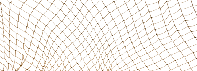 Football or tennis net. torn Rope mesh on a white background close-up