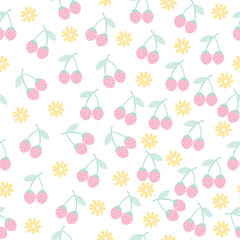 cute pink strawberry seamless pattern