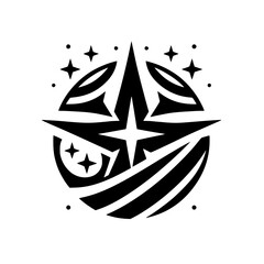 Abstract Black Starburst Logo Design, Modern Space Emblem