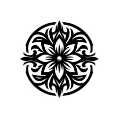 Fototapeta premium Intricate Black Floral Mandala on White, Minimalist Design