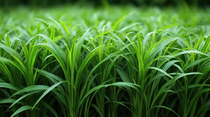 Obraz premium Lush green grass field, close-up view.