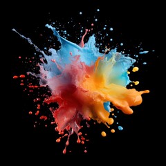 Colorful paint splash on black