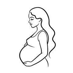 pregnant woman vector line minimalist sketch vector line art illustration