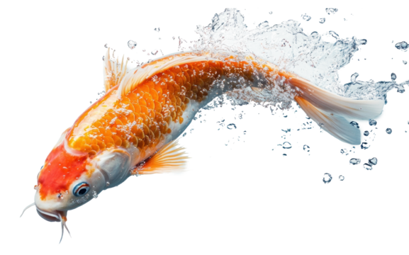 PNG A koi fish water freshwater splashing.