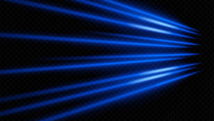 Bright blue glowing rays projecting from dark side. Perfect for tech intros, concert lighting, or futuristic visuals.