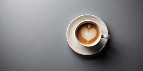 Aromatic Coffee Drink with Heart-Shaped Latte Art on a Saucer