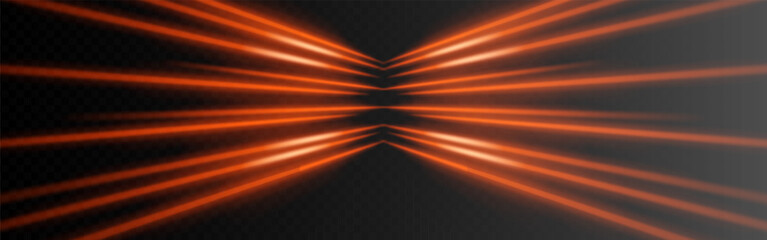 Naklejka premium Symmetrical golden spotlight beams converging from both sides. Perfect for grand opening effects, stage focus, or cinematic highlight.