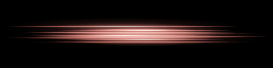 Warm orange horizontal speed light streaks on black background. Ideal for motion effects, light trails, or fast digital animations.