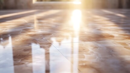 Interior room floor reflecting sunlight.