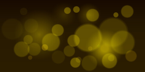 Bokeh. Yellow glowing blurry circles on dark backdrop. Fits celebration layout, party visuals, dreamy effects, elegant overlays, digital decorations and night event design.