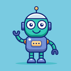 Download Cute Robot Waving Hand Cartoon Vector Icon Illustration Eps File For Design.