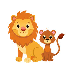 Fototapeta premium Download Cute Cat And Lion Cartoon Vector Icon Illustration Eps File For Design.