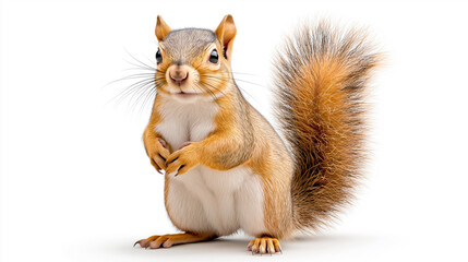 Obraz premium Squirrel stands upright with bushy tail in natural setting