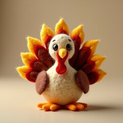 Handmade turkey plushie with a friendly face