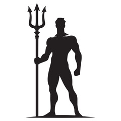 Fototapeta premium Powerful Trident silhouette with streamlined design – Trident illustration – Minimalist Trident vector – Weapon silhouette