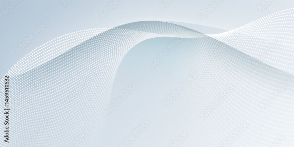 Poster Vector abstract wave line pattern and dot line particle on white, gray color background. Modern graphic design. Flowing halftone, gradient curve shape for data futuristic, technology background