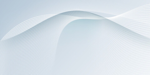 Vector abstract wave line pattern and dot line particle on white, gray color background. Modern graphic design. Flowing halftone, gradient curve shape for data futuristic, technology background