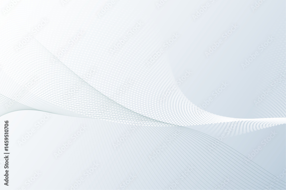 Aufkleber Vector abstract wave line pattern and dot line particle on white, gray color background. Modern graphic design. Flowing halftone, gradient curve shape for data futuristic, technology background