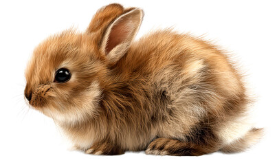 Obraz premium Cute fluffy rabbit with soft fur Isolate on Transparent Background, cutout, png
