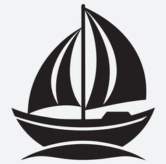 sailboat silhouette vector art illustration, yacht icon vector illustration