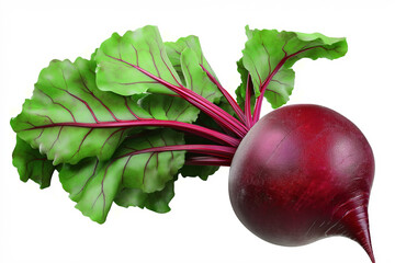 Fresh beetroot with green leaves on a white background