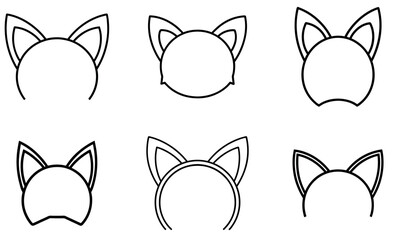 Fototapeta premium Cat Ears Headband Designs - Minimalist Line Art for Accessories