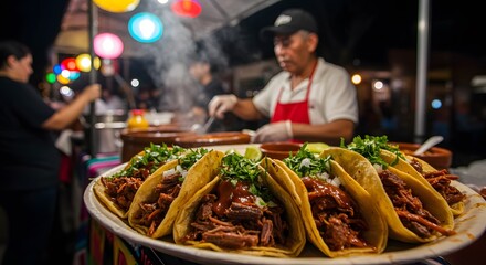 Tacos on Plate at Food Stall