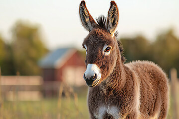 Fototapeta premium name : gentle donkey soft fur portrait,