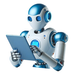 ai robot thinking, side view isolated on white background