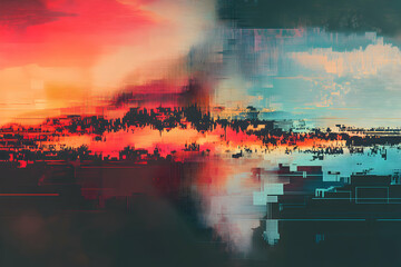 Abstract Digital Art with Colorful Patterns and Vibrant Textures