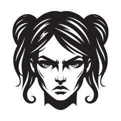 Chiseled Angry Face silhouette with fierce emotion – Angry Face illustration – Bold Angry Face vector – Angry Silhouette


