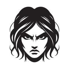Explosive Angry Face silhouette, power and emotion – Angry Face illustration – Bold Angry Face vector – Angry Silhouette

