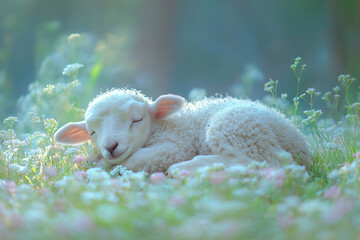 name : lamb sleeping peaceful curl,