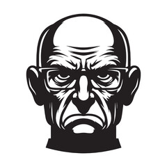 Clear Angry Face silhouette, sharp and expressive – Angry Face illustration – Defined Angry Face vector – Angry Silhouette

