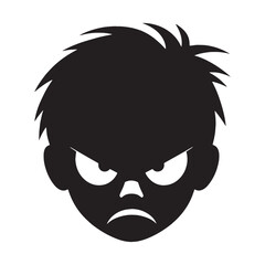 Sharp-edged Angry Face silhouette, modern and bold – Angry Face illustration – Minimalist Angry Face vector – Angry Silhouette


