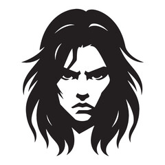 Sculpted Angry Face silhouette, strong and defined features – Angry Face illustration – Powerful Angry Face vector – Angry Silhouette

