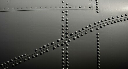 Close-up Rivet Lines on Aircraft Fuselage with Side Lighting