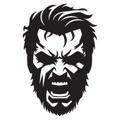 Raw Angry Face silhouette, deep expression – Angry Face illustration – Bold Angry Face vector – Angry Silhouette

