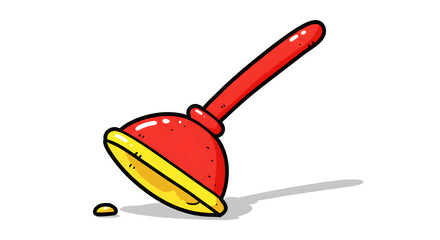 Red and Yellow Cartoon Plunger